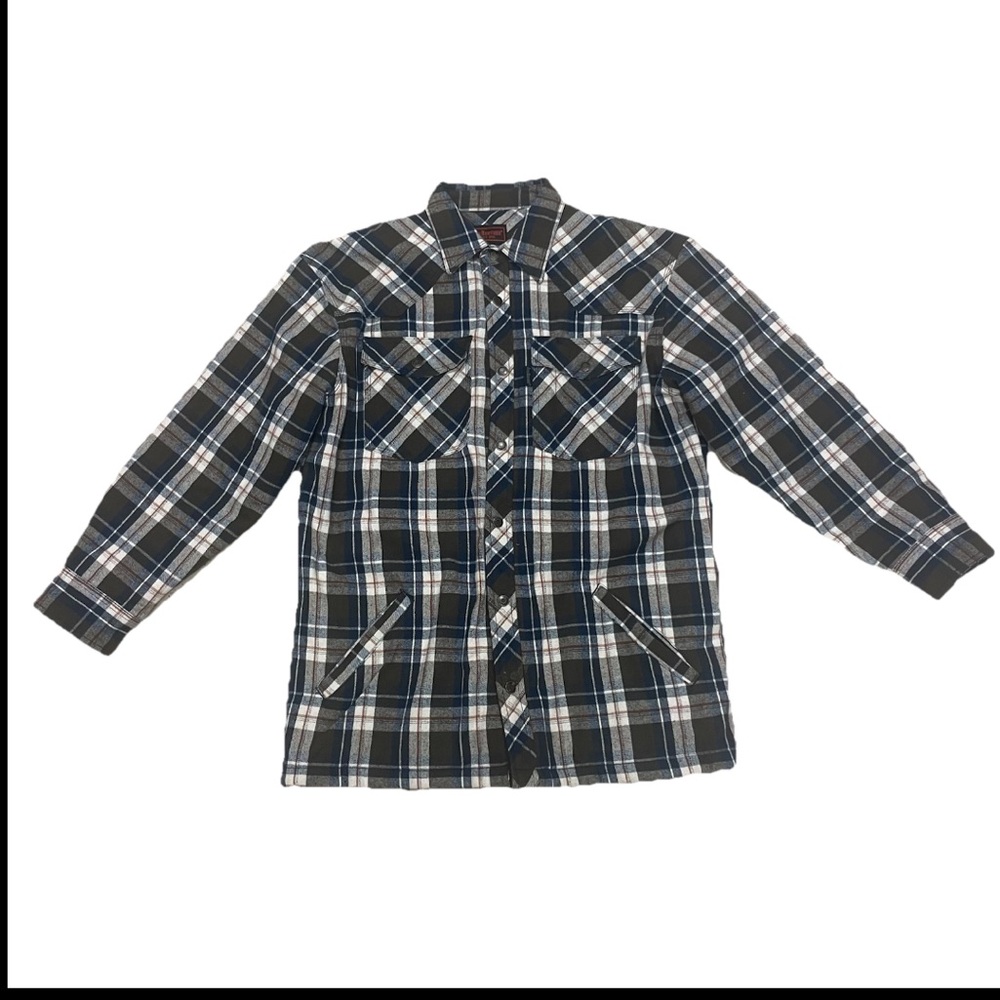 Five Brother Flannel Work Shirt Jacket  Plaid Shacket Medium Heavy Fleece Lined